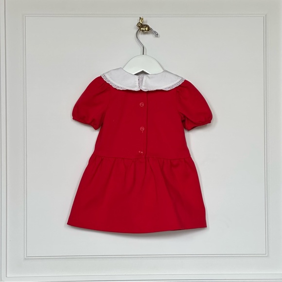 Janie and Jack | Lace Collar Ponte Dress in Very Cherry Red - Picture 2 of 9